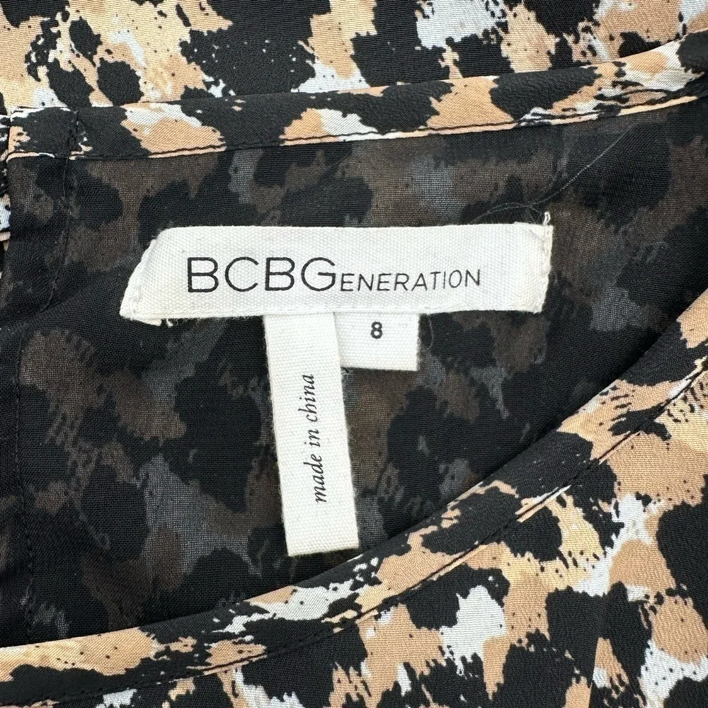 BCBGeneration Animal Print Size 8 Lace Up Back Mini Dress - Picture 9 of 16